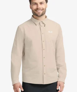 Clearance Jack Wolfskin Men's Prelight Suncool Ls Shirt Oyster