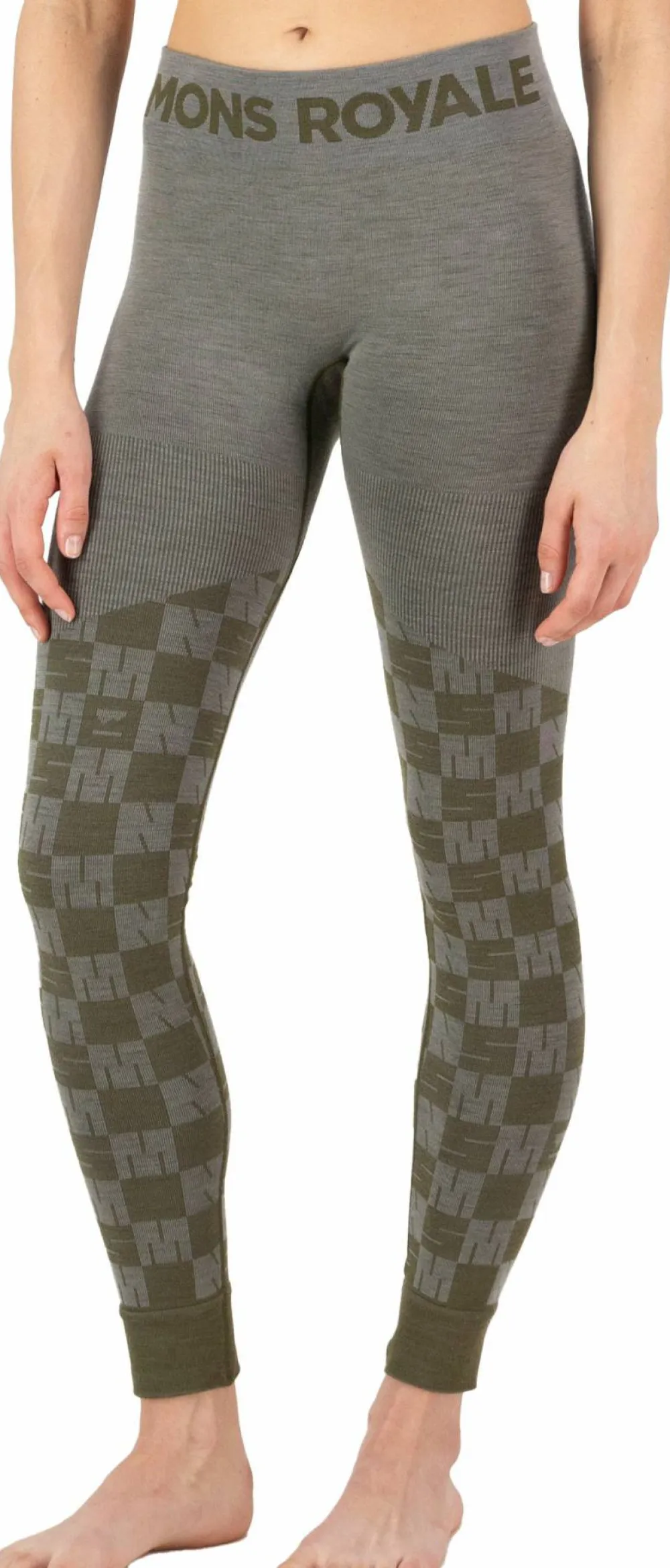Outlet Mons Royale Women's Ascender Merino Seamless Legging Dried Sage/Dark Olive