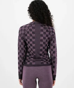 Discount Mons Royale Women's Ascender Merino Seamless Long Sleeve Mauve/Black