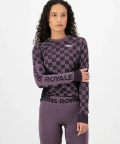Discount Mons Royale Women's Ascender Merino Seamless Long Sleeve Mauve/Black