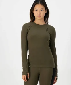 New Mons Royale Women's Cascade Merino Base Layer Long Sleeve Dark Olive