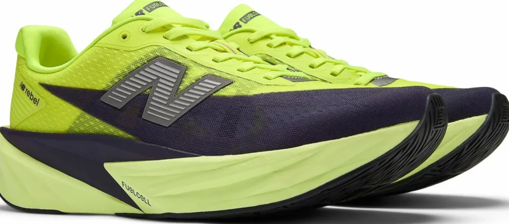 Outlet New Balance Men's FuelCell Rebel V5 Alkaline Green / Boysenberry / Dark Silver Metallic
