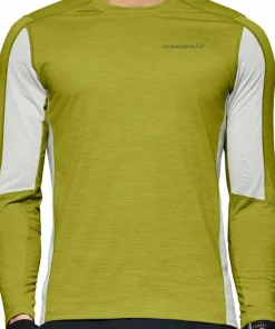 Clearance Norrøna Men's Falketind EqualiserUll Long Sleeve Golden Lime/Whisper White