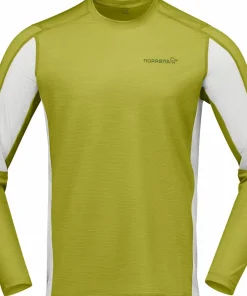 Clearance Norrøna Men's Falketind EqualiserUll Long Sleeve Golden Lime/Whisper White