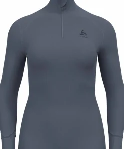 Hot Odlo Women's Active Warm Eco Half-Zip Turtleneck Base Layer Top Folkstone Gray