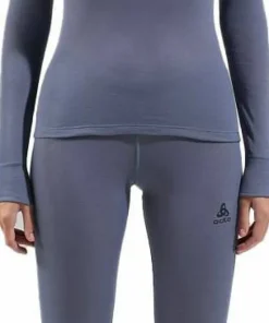 Hot Odlo Women's Active Warm Eco Half-Zip Turtleneck Base Layer Top Folkstone Gray