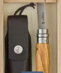 New Opinel Olive Wood No08 + sheath NoColour Olive Wood sheath