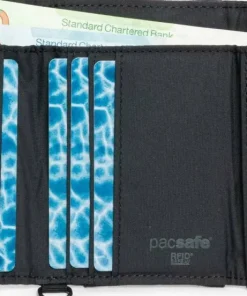 New Pacsafe Rfidsafe Trifold Wallet Black