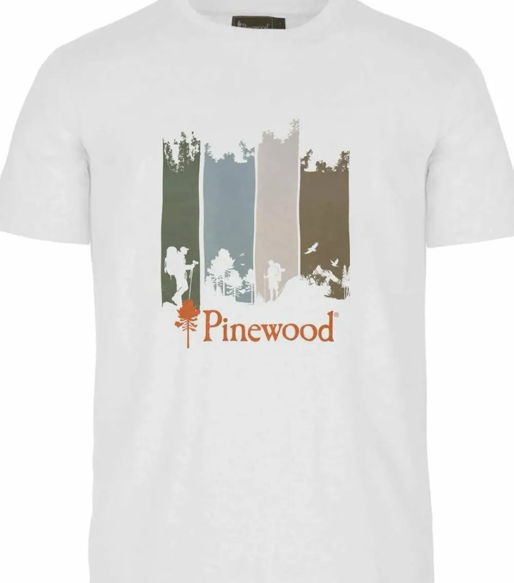 Sale Pinewood Men's Finnveden Recycled Outdoor T-Shirt White Melange Adventure