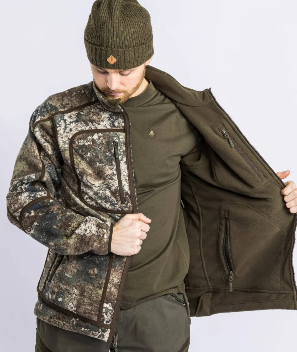 Outlet Pinewood Men's Furudal Reversible Camou Fleece Jacket Hunting Brown/Strata