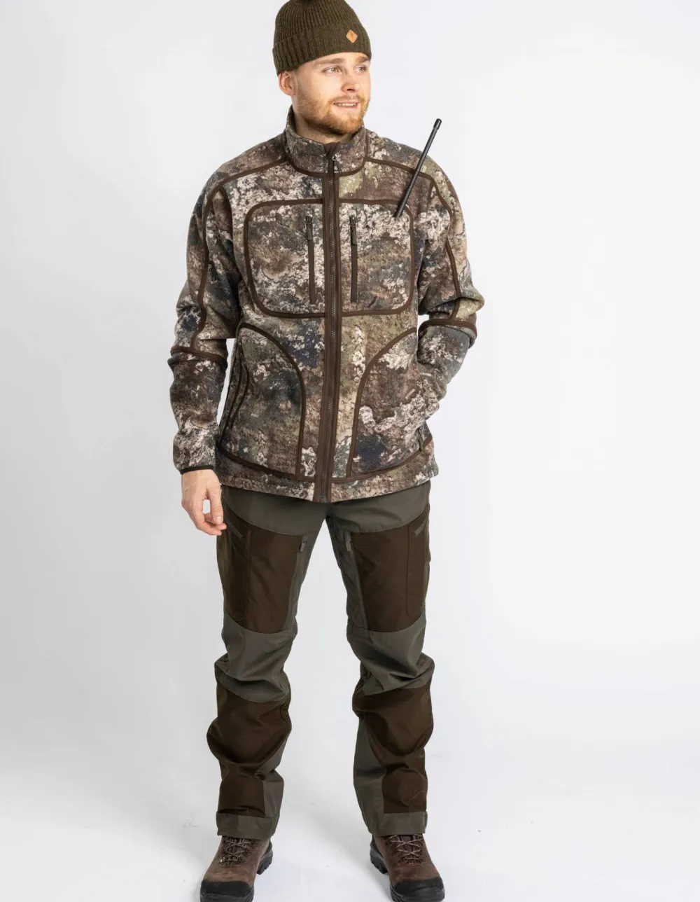 Outlet Pinewood Men's Furudal Reversible Camou Fleece Jacket Hunting Brown/Strata