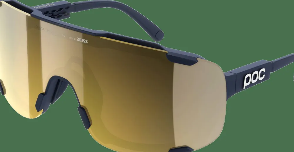 Outlet POC Devour Mid Bike Sunglasses Apatite Navy/Clarity Road/Partly Sunny Gold