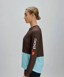 Sale POC Women's Motion Air Long Sleeve MTB Jersey Bronzite Brown/Lazurite Blue