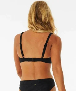 New Rip Curl Women's Premium Surf D Cup Deep V Bikini Top Black