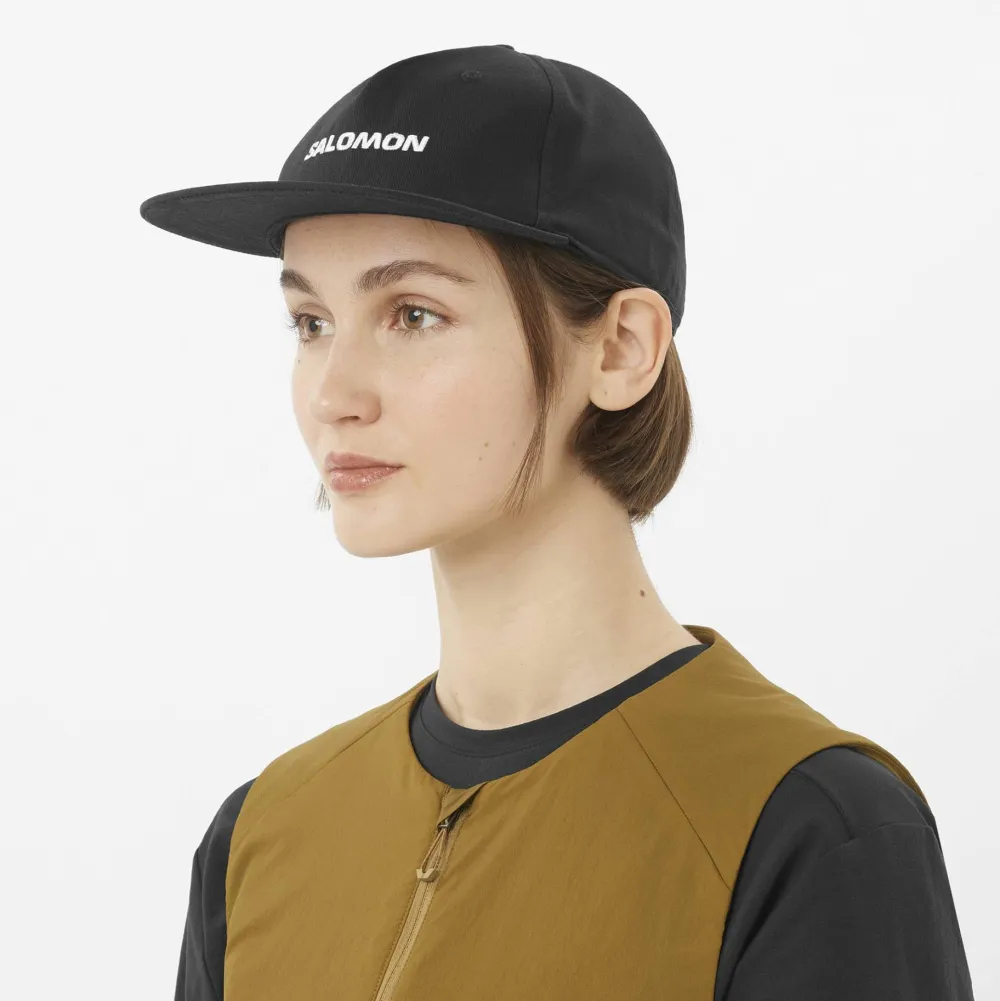 Hot Salomon Logo Flat Cap Deep Black