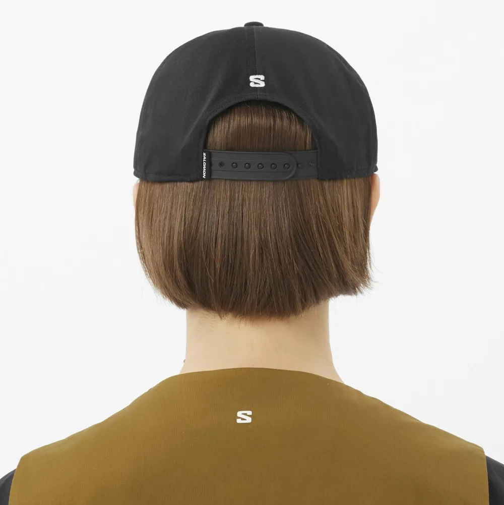 Hot Salomon Logo Flat Cap Deep Black