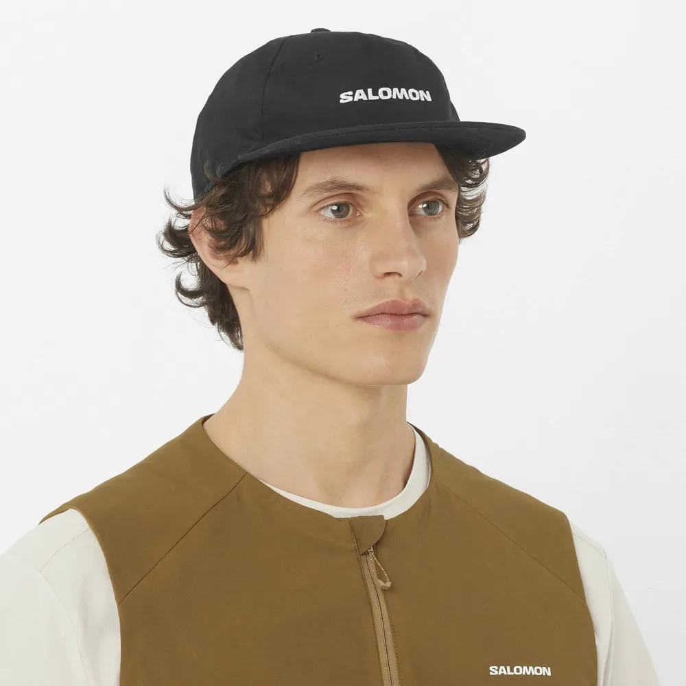 Hot Salomon Logo Flat Cap Deep Black