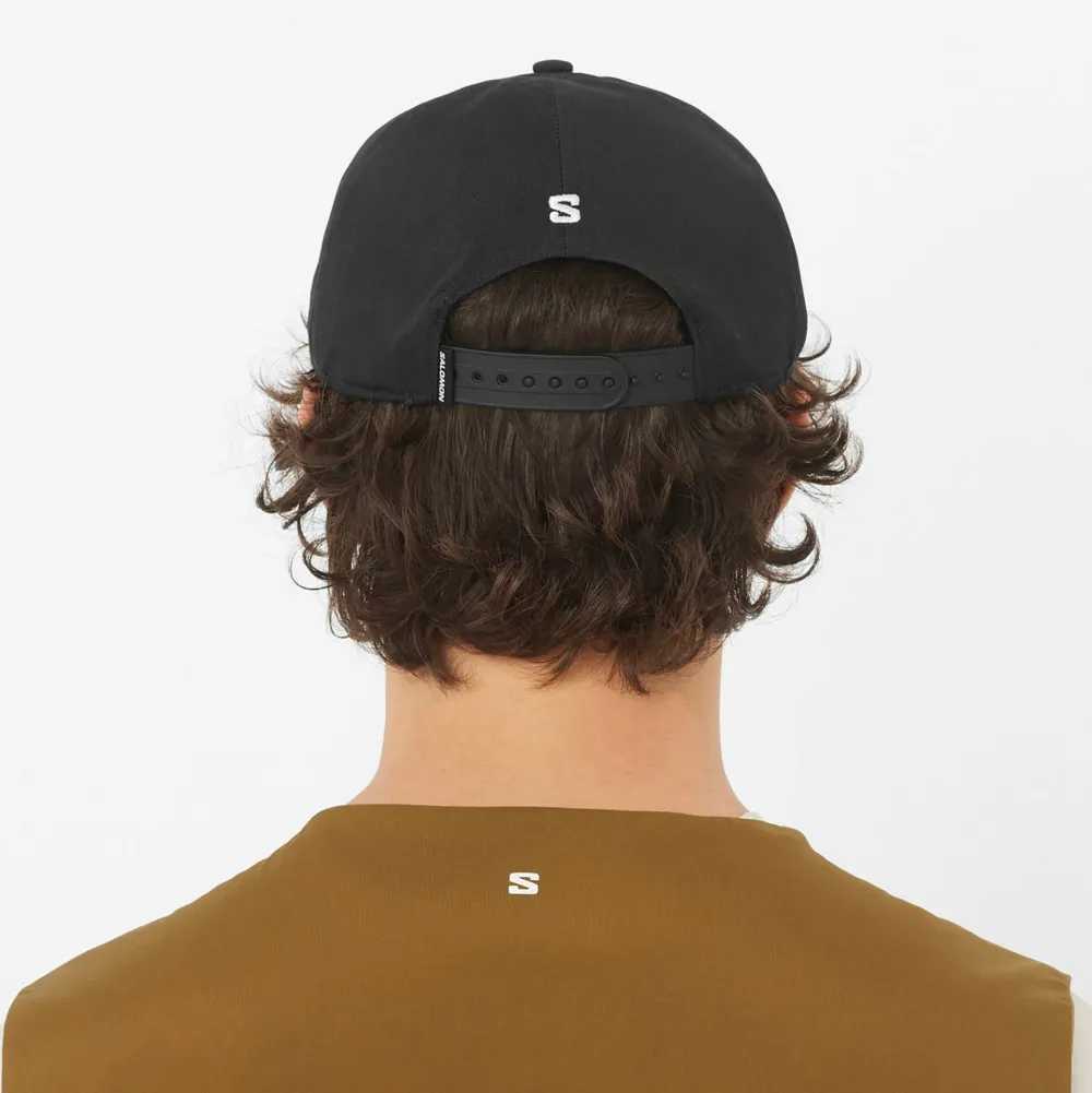 Hot Salomon Logo Flat Cap Deep Black