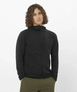 Sale Salomon Men's Essential Lightwarm Hoodie Deep Black Deep Black/