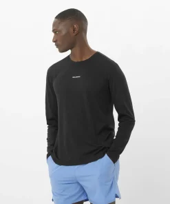 Salomon Men's Shkout Core Long Sleeve Tee Deep Black Deep Black/