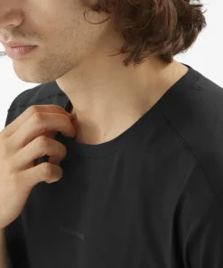 Hot Salomon Men's Trackline Short Sleeve Tee Deep Black Deep Black/