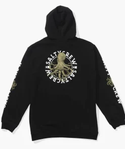Best Salty Crew Men's Tentacles Hooded Fleece Black