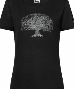 Clearance super.natural Women's Tree Of Knowledge Tee Jet Black/Feather Grey