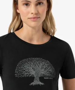 Clearance super.natural Women's Tree Of Knowledge Tee Jet Black/Feather Grey