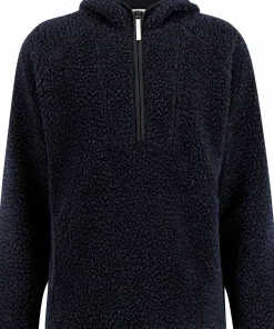 New Ulvang Unisex Re Orbit Hooded Half Zip Wool Pile Navy Blue