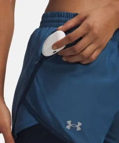 New Under Armour Women's Ua Fly By 2in1 Short Wham Blue