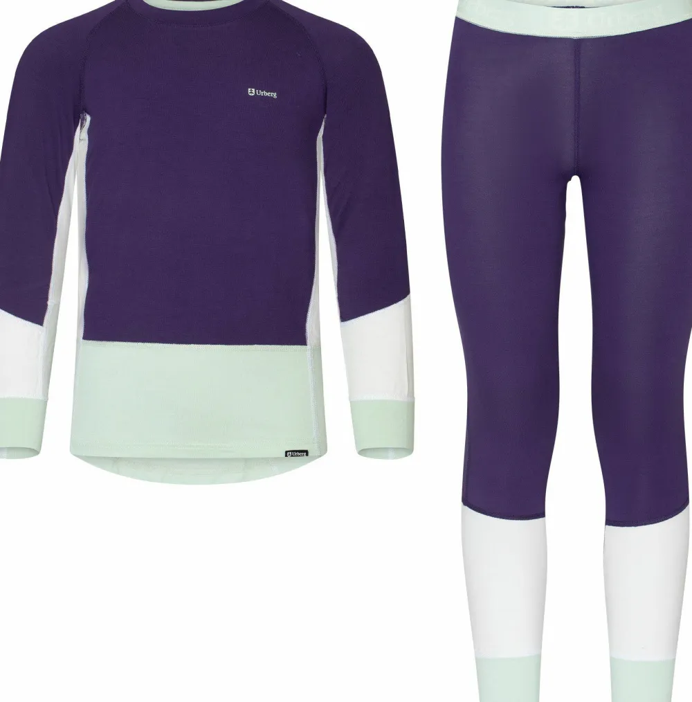 Best Urberg Juniors' Tree Base Layer Set Grape/Cloudy Dancer/Celadon