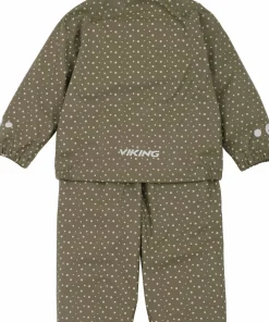 New Viking Footwear Kids' Jolly Print Rainset Olive