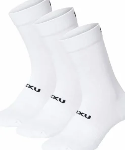 Discount 2XU Crew Socks 3 Pack White/Black