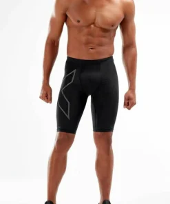 Clearance 2XU Men's MCS Run Compression Shorts Black/Black Reflective
